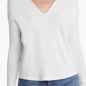 RAG & BONE White V-Neck Long Sleeve Top SMALL